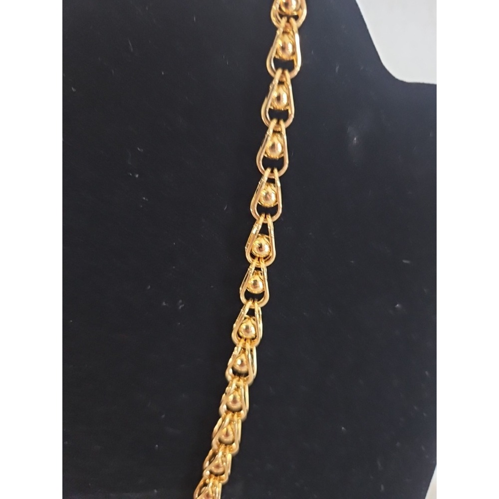 Vintage MONET Necklace Gold Caged Ball and Chain Link Long 16"